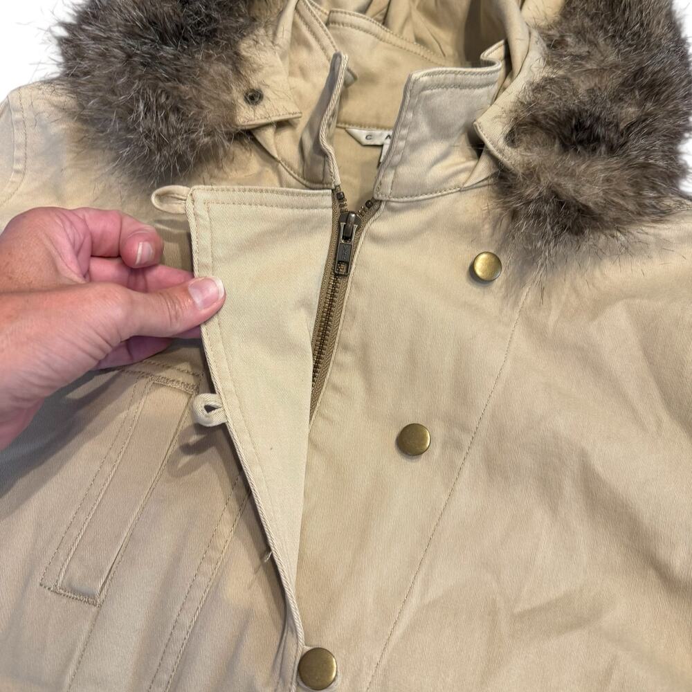 Cabi Women’s tan Nanook faux fur trim hooded jacket, S - Picture 5 of 11
